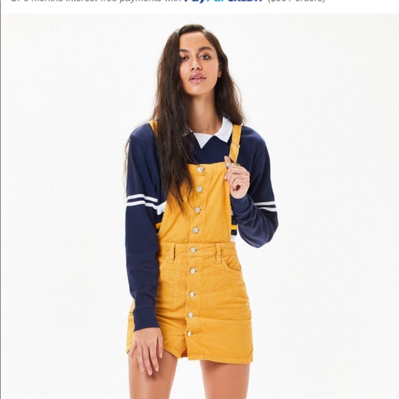 mustard corduroy overall dress